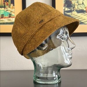 Irish Brown and Mustard Yellow Herringbone Cloche Hat
